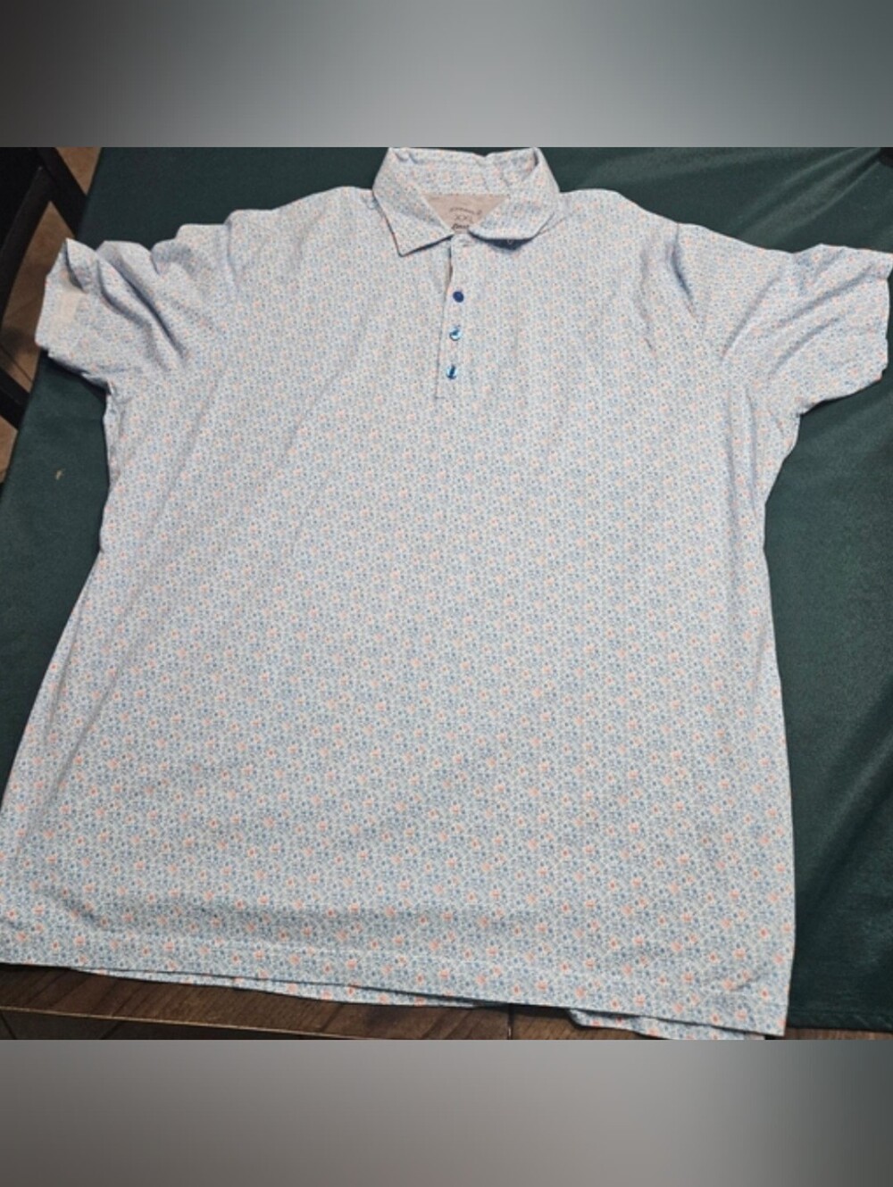 Johnnie-O Light Blue Micro Floral Polo XxL